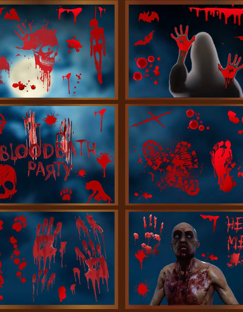 Load image into Gallery viewer, RUOKEXIN Halloween Window Clings &amp; Wall Decals Bloody Handprint 9 Sheets
