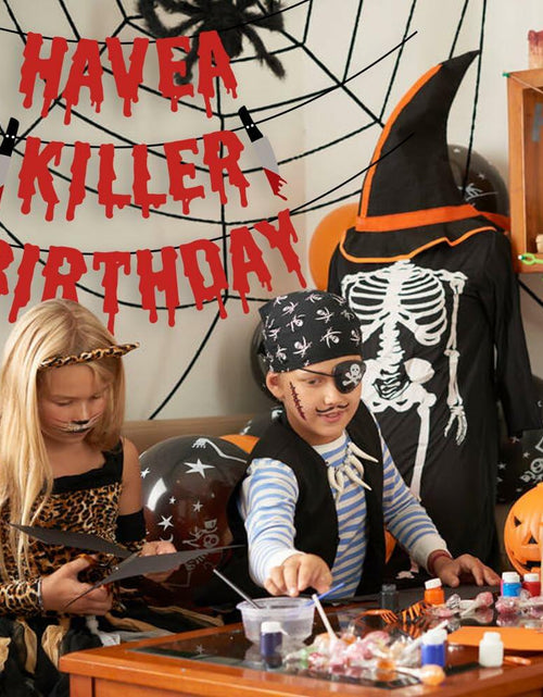 Load image into Gallery viewer, Quimoy Halloween Banner Decorations with 12 Pcs Bat Wall Stickers Party Decor
