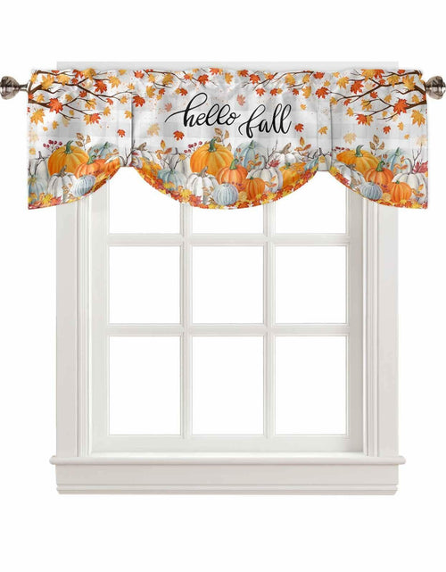 Load image into Gallery viewer, RisQiten Hello Fall Tie Up Valance Curtains Orange 60x18
