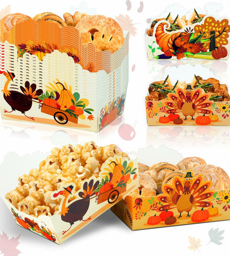 Thanksgiving Disposable Snack Bowls 24pcs Autumn Theme Party Supplies