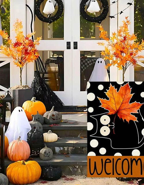 Load image into Gallery viewer, Halloween Garden Flag 12x18in Double Sided Black Cat Yard Outdoor Decor
