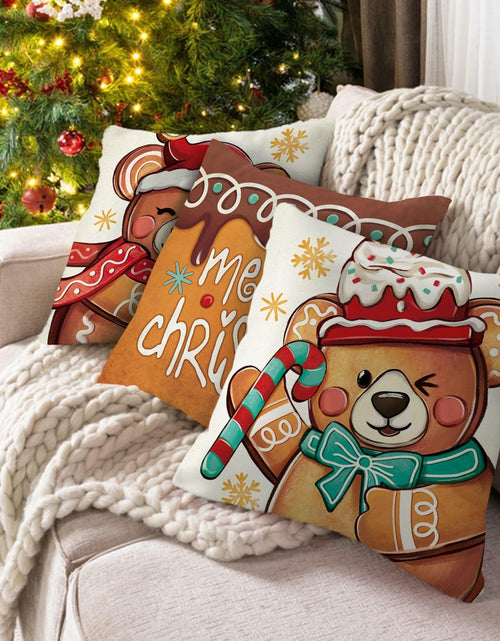 Load image into Gallery viewer, Fahrendom Christmas Bear Deer Throw Pillow Covers 18x18 Set of 4 Pink
