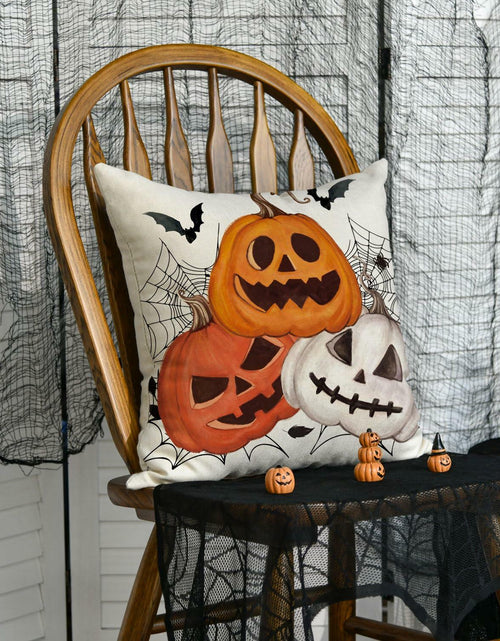 Load image into Gallery viewer, AVOIN Halloween Pumpkin Jack-O'-Lantern Bat Throw Pillow Cover 18x18 Inch
