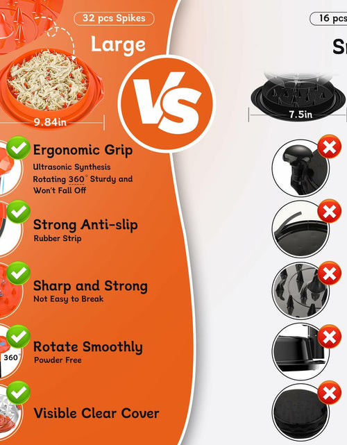 Load image into Gallery viewer, Chicken Shredder Tool Twist Large 10" with Brush Orange BPA Free Ergonomic
