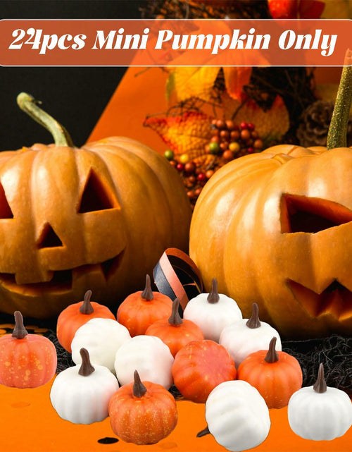 Load image into Gallery viewer, Reicyfang 24 Pcs Mini Artificial Pumpkin Decor Rustic Harvest Orange Set
