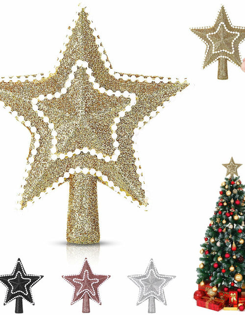 Load image into Gallery viewer, Hollowfly Mini Star Christmas Tree Topper Pearl Black 10 Inch
