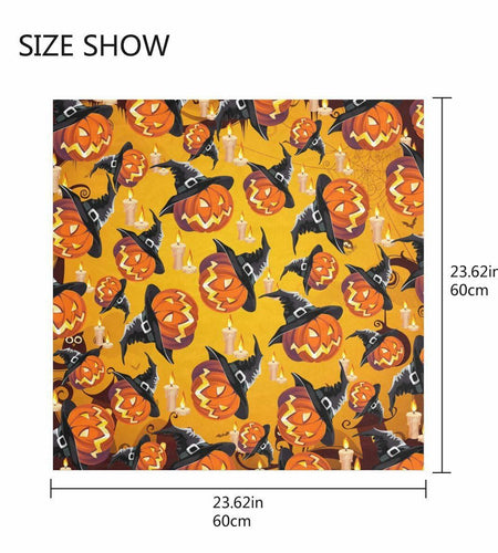 PMAIHNAS Women's Fashion Silk Halloween Pumpkin Satin Scarf 23.6x23.6