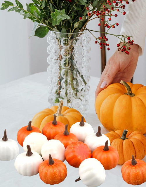 Load image into Gallery viewer, Reicyfang 24 Pcs Mini Artificial Pumpkin Decor Rustic Harvest Orange Set
