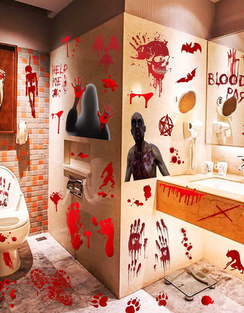 Load image into Gallery viewer, RUOKEXIN Halloween Window Clings &amp; Wall Decals Bloody Handprint 9 Sheets
