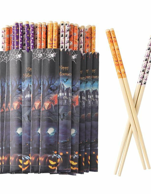 Load image into Gallery viewer, Halloween 50 Pairs 9.4in Bamboo Disposable Chopsticks Sleeved Party Gifts
