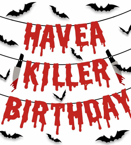 Quimoy Halloween Banner Decorations with 12 Pcs Bat Wall Stickers Party Decor
