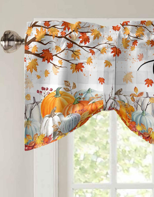 Load image into Gallery viewer, RisQiten Hello Fall Tie Up Valance Curtains Orange 60x18
