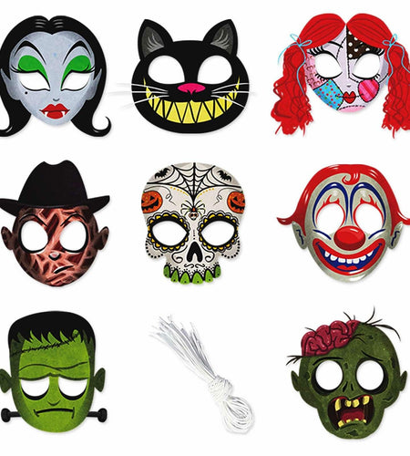 LHOAVWE Halloween Full Face Cosplay Masks 8 Pcs Party Costume Decor