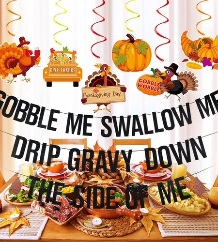 Funny Friendsgiving Banner Black Thanksgiving Decorations Party Decor