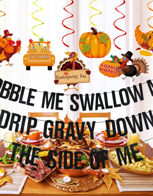 Load image into Gallery viewer, Funny Friendsgiving Banner Black Thanksgiving Decorations Party Decor
