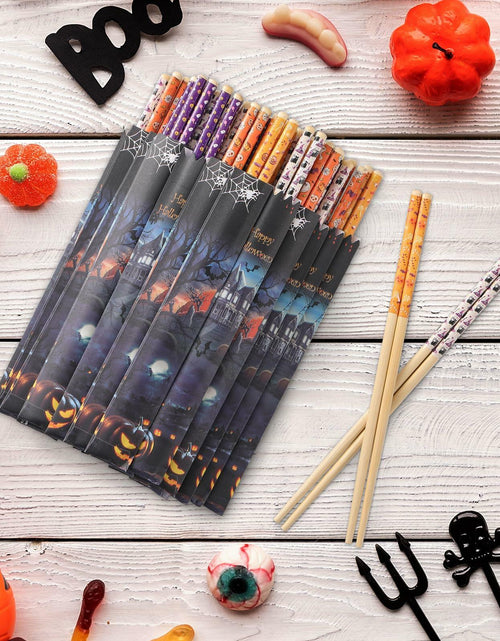 Load image into Gallery viewer, Halloween 50 Pairs 9.4in Bamboo Disposable Chopsticks Sleeved Party Gifts
