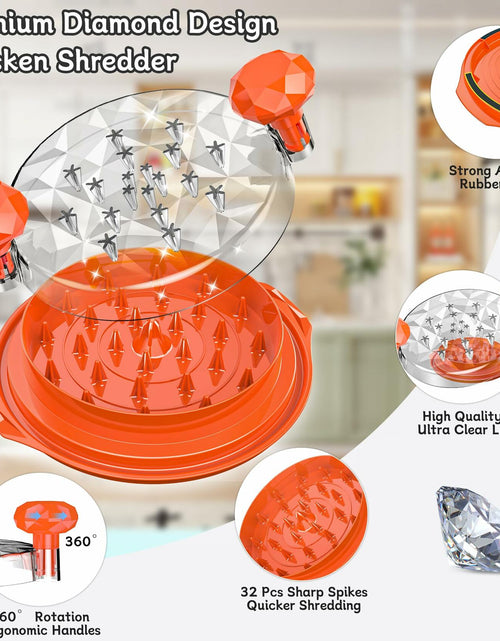 Load image into Gallery viewer, Chicken Shredder Tool Twist Large 10" with Brush Orange BPA Free Ergonomic

