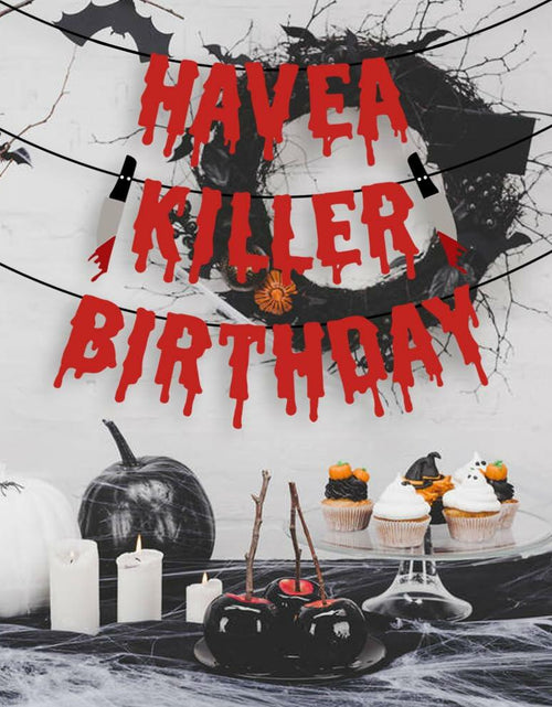 Load image into Gallery viewer, Quimoy Halloween Banner Decorations with 12 Pcs Bat Wall Stickers Party Decor
