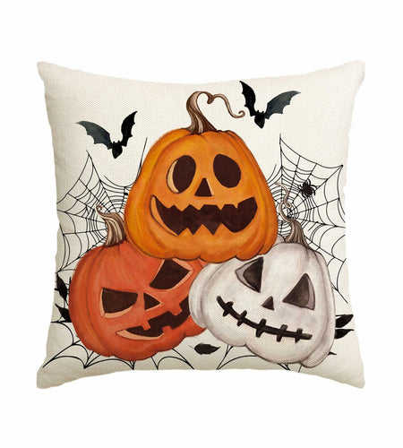 AVOIN Halloween Pumpkin Jack-O'-Lantern Bat Throw Pillow Cover 18x18 Inch