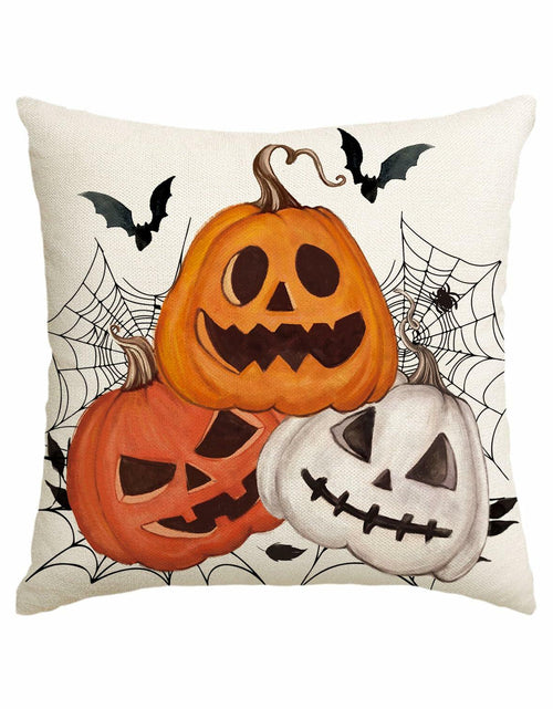 Load image into Gallery viewer, AVOIN Halloween Pumpkin Jack-O'-Lantern Bat Throw Pillow Cover 18x18 Inch
