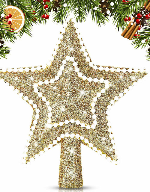 Load image into Gallery viewer, Hollowfly Mini Star Christmas Tree Topper Pearl Black 10 Inch
