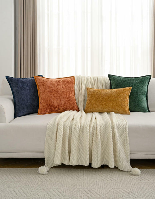 Load image into Gallery viewer, FUTEI Dark Green Chenille Throw Pillow Covers 26x26 Inch Set of 2
