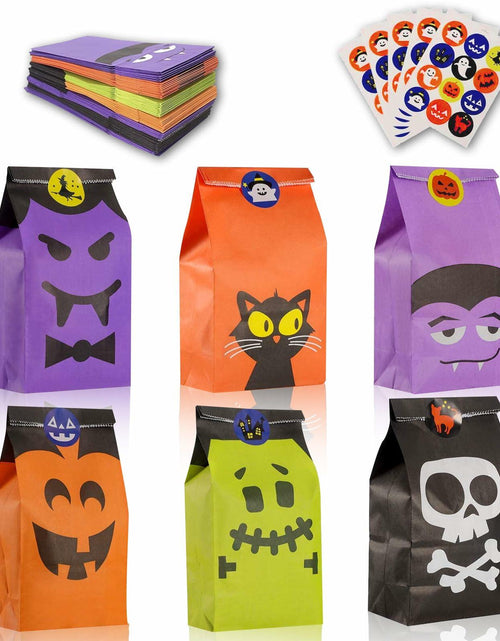 Load image into Gallery viewer, Mucinia Halloween Candy Bags &amp; Stickers Paper Goodie Bags 60PCS Party Favors

