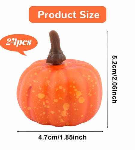 Reicyfang 24 Pcs Mini Artificial Pumpkin Decor Rustic Harvest Orange Set