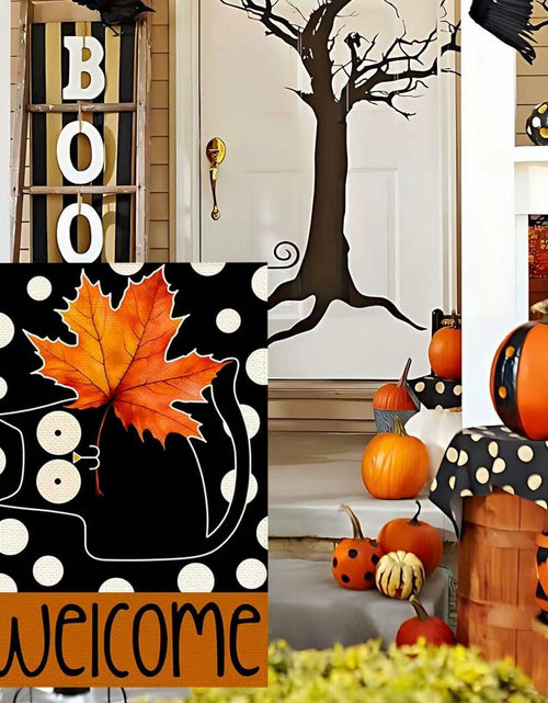 Load image into Gallery viewer, Halloween Garden Flag 12x18in Double Sided Black Cat Yard Outdoor Decor
