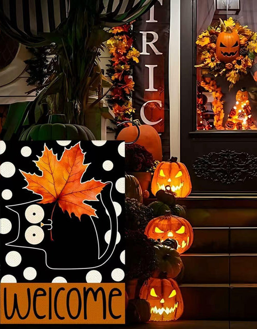 Load image into Gallery viewer, Halloween Garden Flag 12x18in Double Sided Black Cat Yard Outdoor Decor
