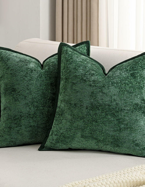 Load image into Gallery viewer, FUTEI Dark Green Chenille Throw Pillow Covers 26x26 Inch Set of 2
