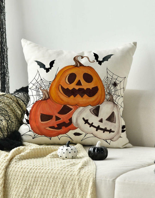 Load image into Gallery viewer, AVOIN Halloween Pumpkin Jack-O'-Lantern Bat Throw Pillow Cover 18x18 Inch
