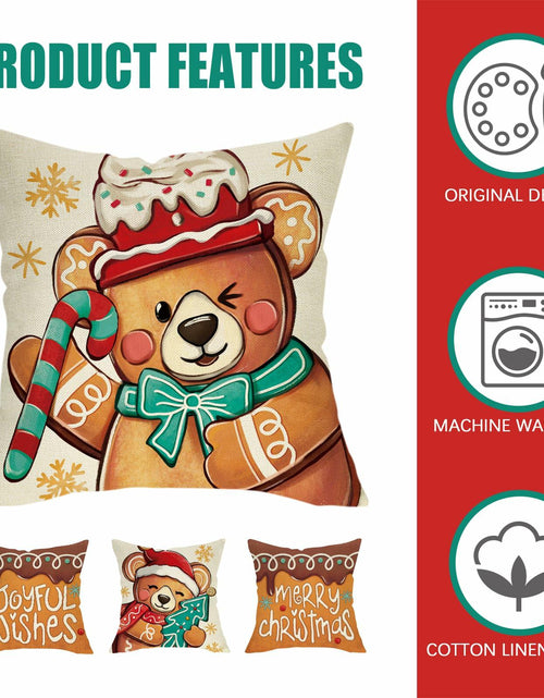 Load image into Gallery viewer, Fahrendom Christmas Bear Deer Throw Pillow Covers 18x18 Set of 4 Pink
