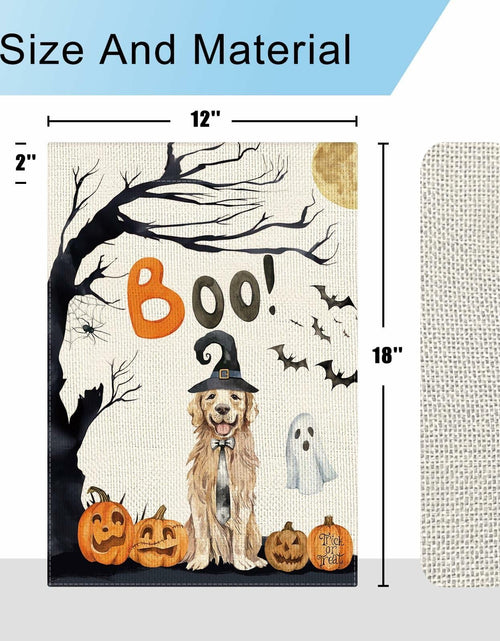 Load image into Gallery viewer, DLZDN Halloween Boo Dog Garden Flag Pumpkin Golden Retriever 12x18 Burlap
