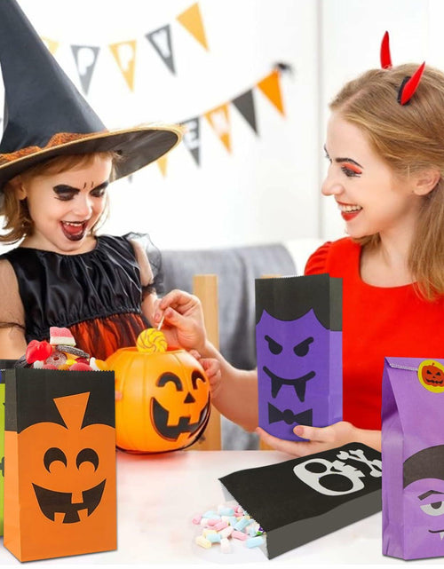 Load image into Gallery viewer, Mucinia Halloween Candy Bags &amp; Stickers Paper Goodie Bags 60PCS Party Favors
