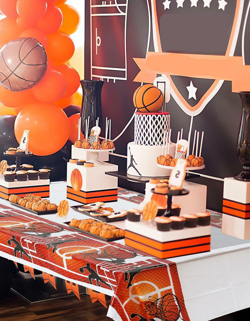 Load image into Gallery viewer, Aiyorse Basketball Tablecloth 71x43in Disposable Waterproof Plastic Table Cover
