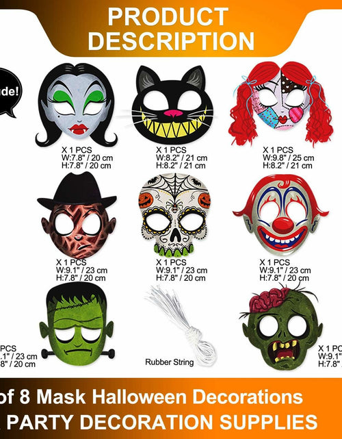 Load image into Gallery viewer, LHOAVWE Halloween Full Face Cosplay Masks 8 Pcs Party Costume Decor

