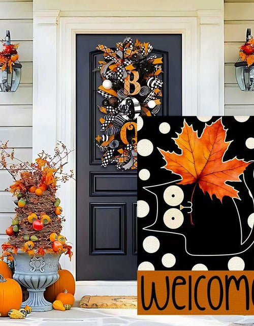 Load image into Gallery viewer, Halloween Garden Flag 12x18in Double Sided Black Cat Yard Outdoor Decor

