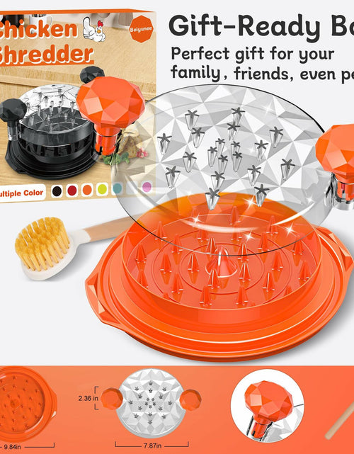 Load image into Gallery viewer, Chicken Shredder Tool Twist Large 10" with Brush Orange BPA Free Ergonomic

