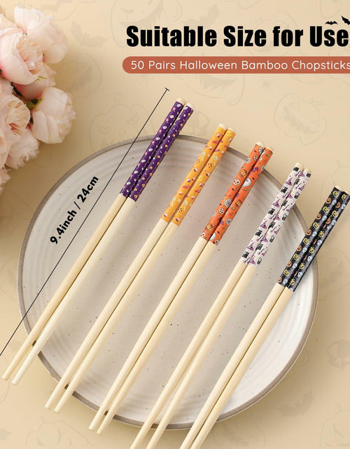 Load image into Gallery viewer, Halloween 50 Pairs 9.4in Bamboo Disposable Chopsticks Sleeved Party Gifts
