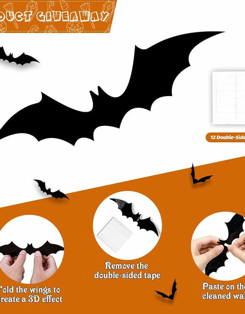 Load image into Gallery viewer, Quimoy Halloween Banner Decorations with 12 Pcs Bat Wall Stickers Party Decor
