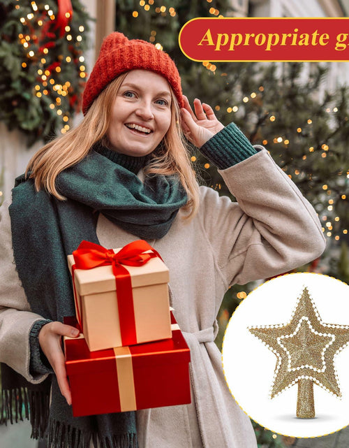 Load image into Gallery viewer, Hollowfly Mini Star Christmas Tree Topper Pearl Black 10 Inch
