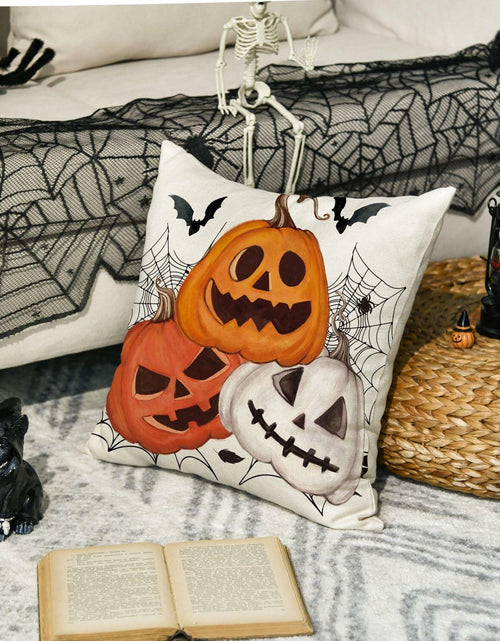 Load image into Gallery viewer, AVOIN Halloween Pumpkin Jack-O'-Lantern Bat Throw Pillow Cover 18x18 Inch
