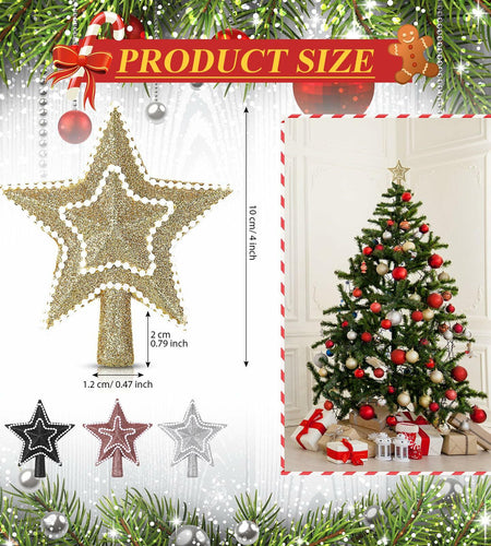 Hollowfly Mini Star Christmas Tree Topper Pearl Black 10 Inch