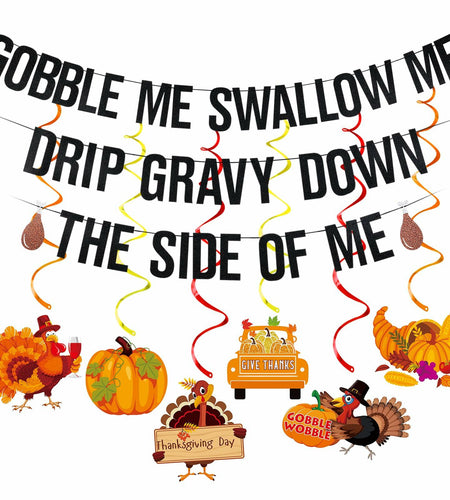 Funny Friendsgiving Banner Black Thanksgiving Decorations Party Decor