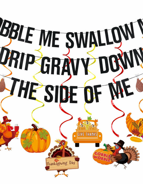 Load image into Gallery viewer, Funny Friendsgiving Banner Black Thanksgiving Decorations Party Decor
