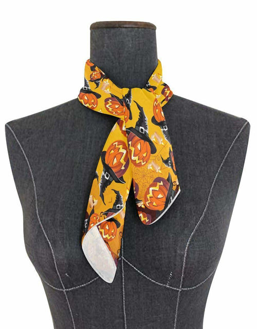 Load image into Gallery viewer, PMAIHNAS Women's Fashion Silk Halloween Pumpkin Satin Scarf 23.6x23.6
