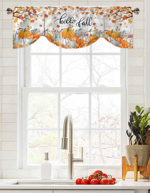Load image into Gallery viewer, RisQiten Hello Fall Tie Up Valance Curtains Orange 60x18
