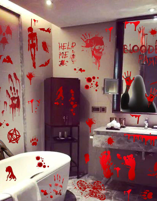 Load image into Gallery viewer, RUOKEXIN Halloween Window Clings &amp; Wall Decals Bloody Handprint 9 Sheets
