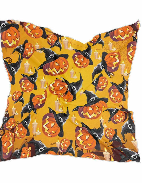 Load image into Gallery viewer, PMAIHNAS Women's Fashion Silk Halloween Pumpkin Satin Scarf 23.6x23.6
